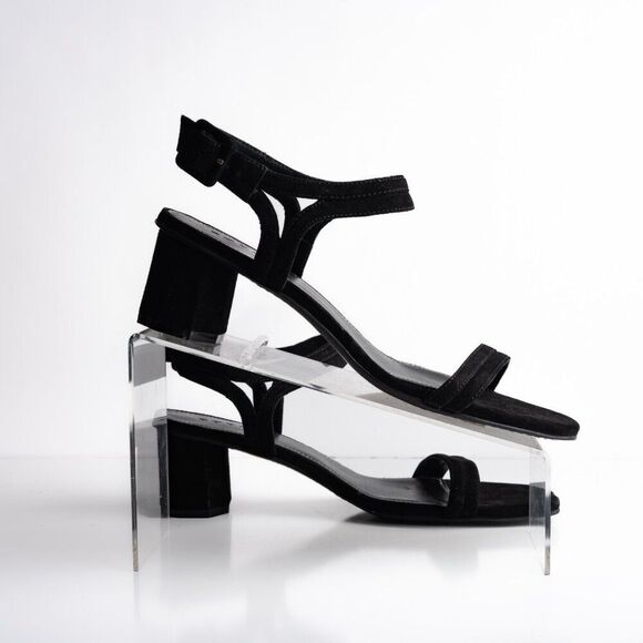 Boden Womens Suede Heels Sandals Black Strappy Open Toe US 10 EU 41 NWOB - Picture 7 of 8